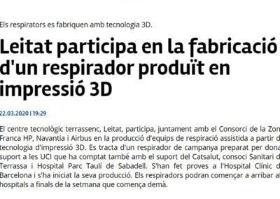 BSO orgullosa dels nous respiradors de LEITAT.